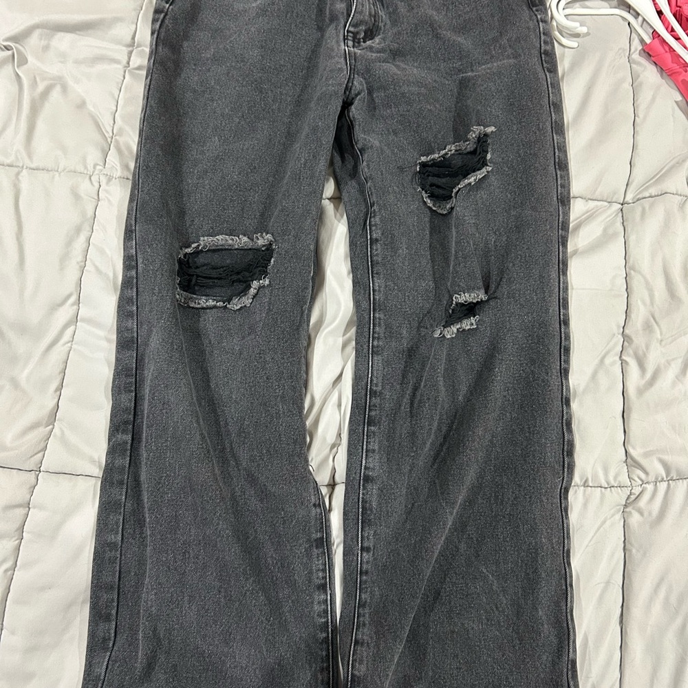 Cider Gray Straight Distressed Jeans